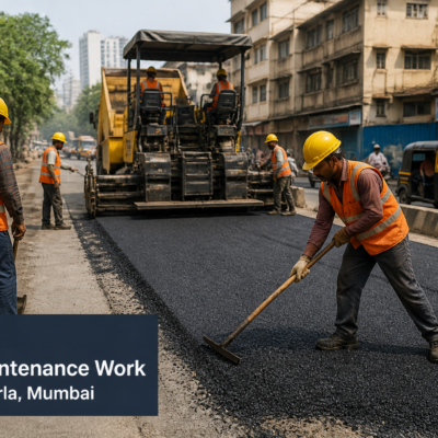 Road maintenance work in L Ward Kurla, Mumbai by Municipal Corporation of Greater Mumbai