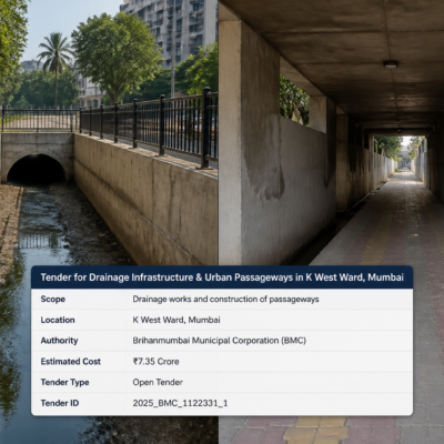 Drainage and passage improvement civil works in Mumbai’s K West Ward under municipal government tender