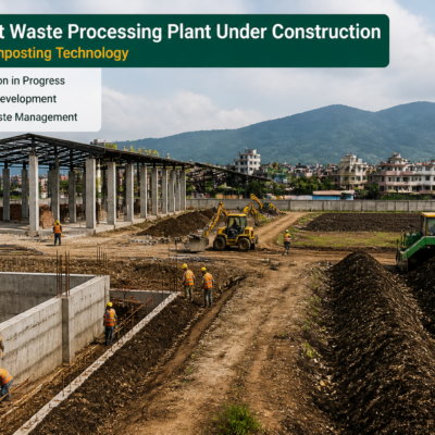 Windrow composting wet waste processing facility under construction representing Manipur government urban waste infrastructure tender