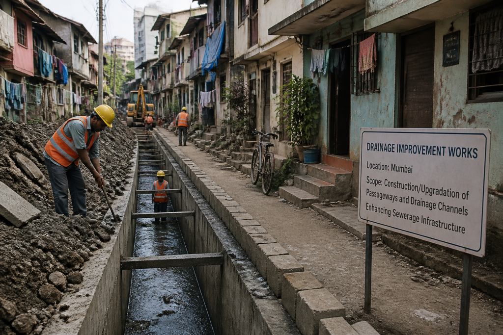 Drainage system improvement civil works at Borivali East residential area under Mumbai Municipal Corporation