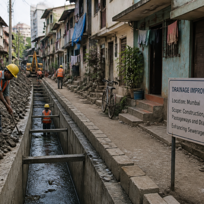 Drainage system improvement civil works at Borivali East residential area under Mumbai Municipal Corporation