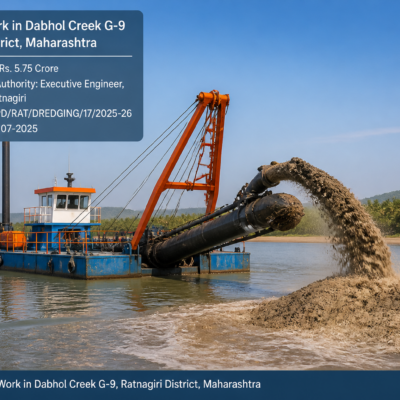 Dredger performing mechanical sand excavation in Dabhol Creek G-9, Ratnagiri district, Maharashtra
