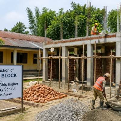 Construction of toilet block at Kokrajhar Girls Higher Secondary School in Assam under government tender