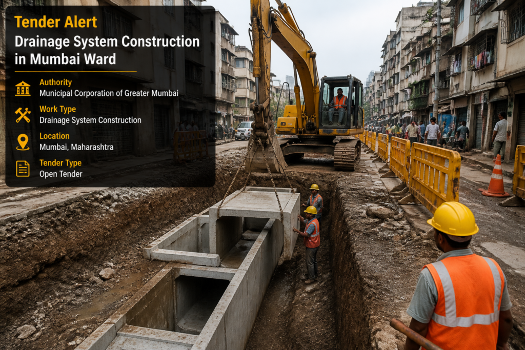 Urban drainage and passage improvement construction work underway in Kandivali West Mumbai ward