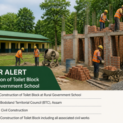 Construction site of a toilet block at a government school in Tamulpur Assam under a tribal upliftment scheme