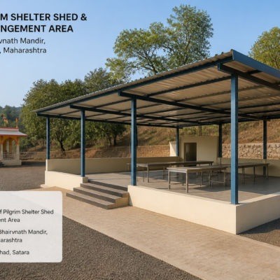 Pilgrim shelter and meal facility construction at Shri Bhairvnath Mandir site in Kasabe Sukene, Maharashtra