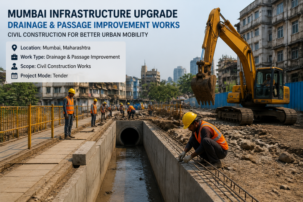 Urban drainage and passage improvement civil works site in N Ward Mumbai under Government of Maharashtra tender