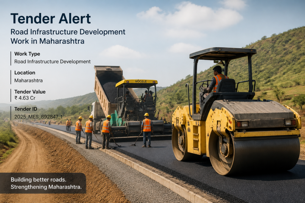 Rural road construction civil works in Dahiwal Taluka Maharashtra showing ongoing infrastructure development