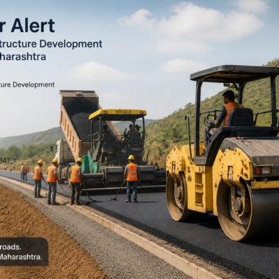 Rural road construction civil works in Dahiwal Taluka Maharashtra showing ongoing infrastructure development