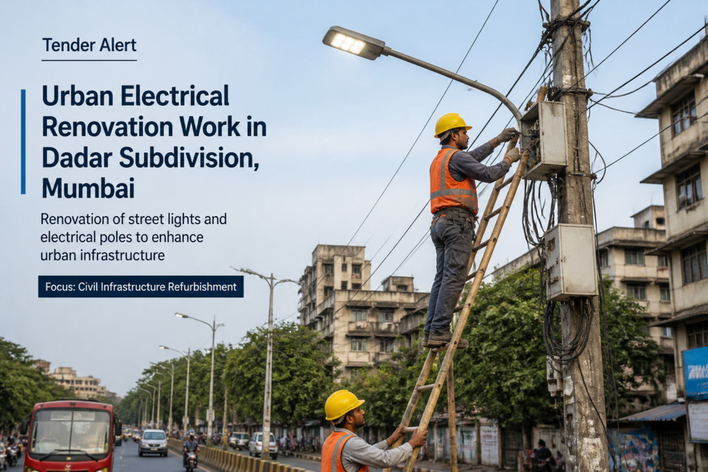 Electrical renovation work on street lights and electrical poles in Dadar subdivision Mumbai