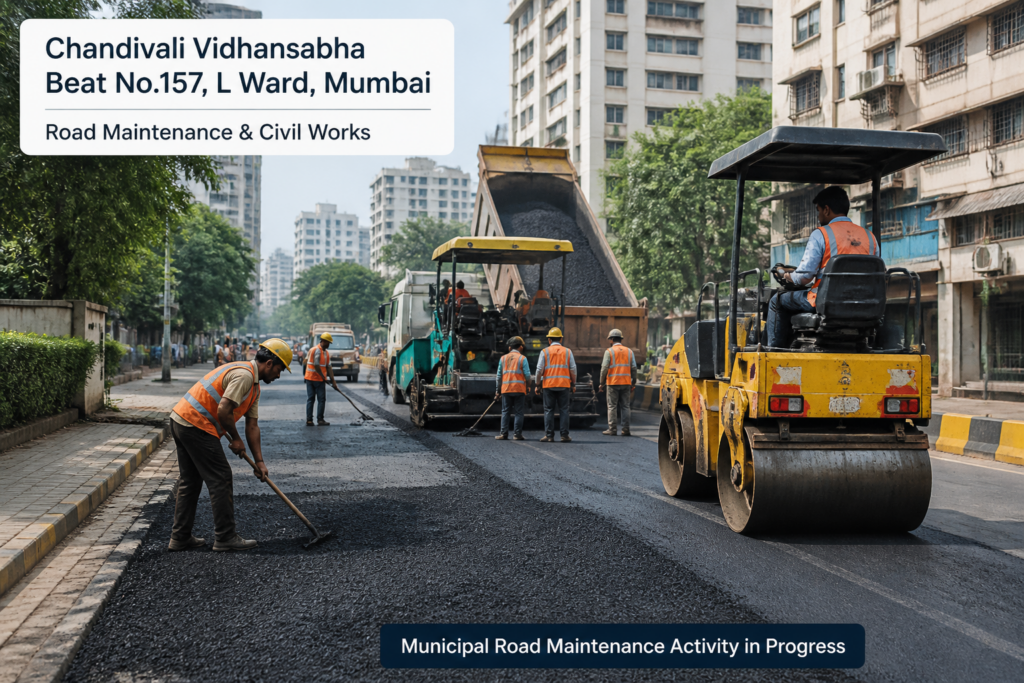 Road maintenance and civil works activities in Chandivali Vidhansabha beat no.157 L Ward Mumbai urban area
