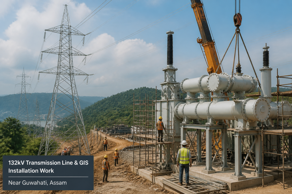 132kV transmission line and GIS Bay electrical infrastructure construction near Guwahati Assam
