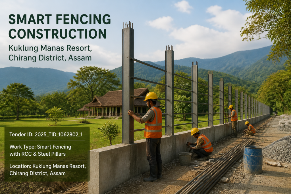 Construction of smart RCC and steel fencing at Kuklung Manas Resort in Assam’s Chirang district