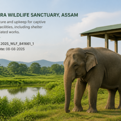 Captive elephant in Pobitora Wildlife Sanctuary representing elephant feed supply tender in Assam