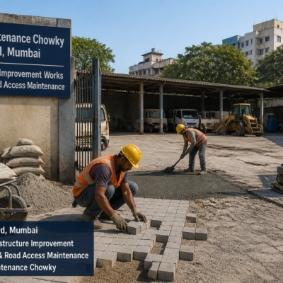 Municipal civil works for flooring and road maintenance at E Ward Maintenance Chowky in Mumbai
