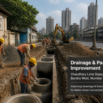 Civil works on drainage and passage improvement near Chaudhary Lime Depo in Bandra West, Mumbai