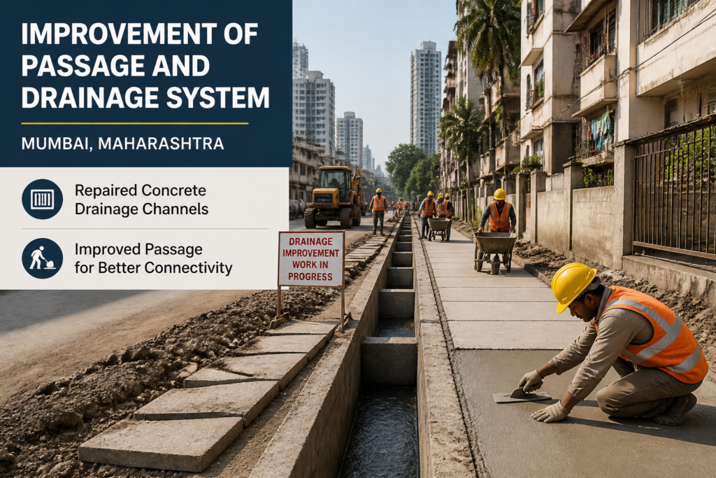 Improvement of passage and drainage system construction work in L Ward Kurla, Mumbai