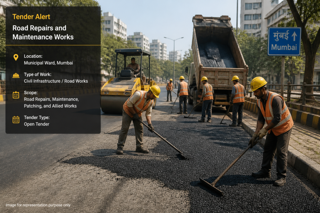 Road maintenance civil works underway in a municipal ward in Mumbai representing Chandivali Vidhansabha civil works tender