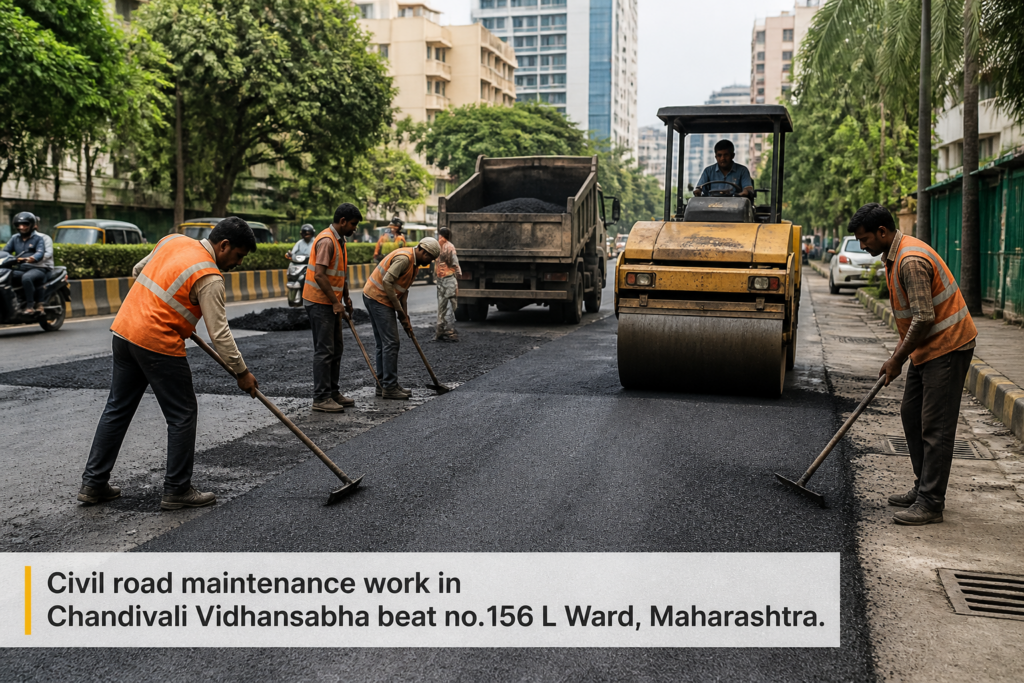 Civil road maintenance work in Chandivali Vidhansabha beat no.156 L Ward, Maharashtra