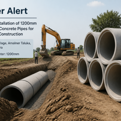Concrete pipes for cross drain construction at Bharvas village in Maharashtra under government tender