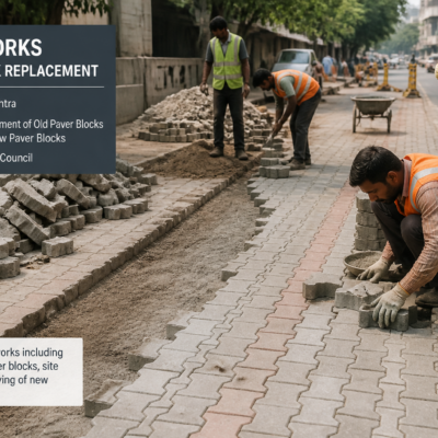 Road paver block replacement work underway in Kulgaon Badalapur Municipal Council Ward 12, Maharashtra