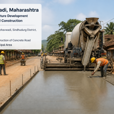 Concrete road construction work in Vaibhavwadi Ward No13 under Maharashtra government municipal tender