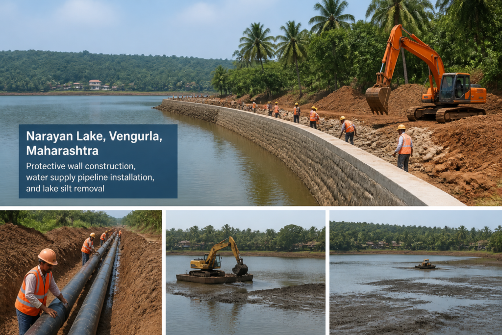 Construction of protective wall and pipeline extension works at Narayan lake, Vengurla municipal council area