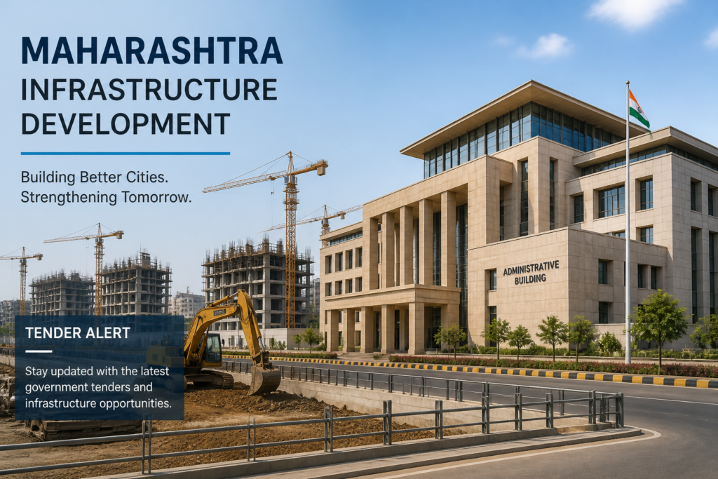 Government of Maharashtra public works infrastructure site illustrating tender for 2026-27 construction projects