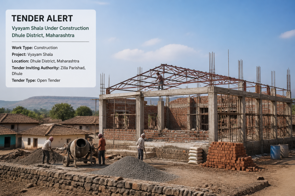 Construction site of Vyayam Shala gymnasium in Ambode village, Dhule district, Maharashtra
