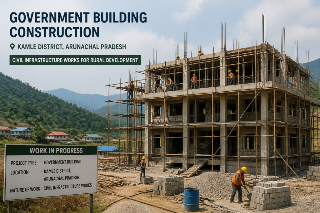 Construction site of government One Stop Centre building in Kamle District, Arunachal Pradesh