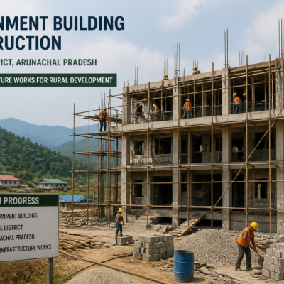 Construction site of government One Stop Centre building in Kamle District, Arunachal Pradesh