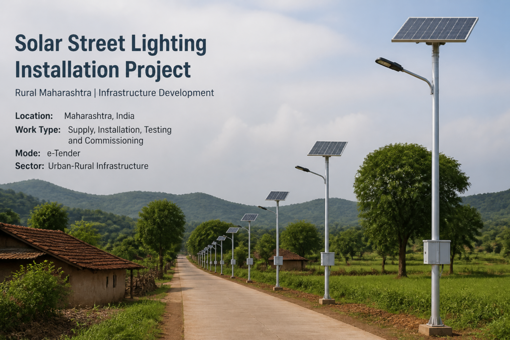 Solar street light and highmast installation in rural Nashik district Maharashtra under government tender