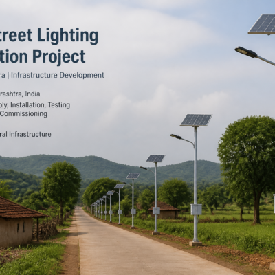 Solar street light and highmast installation in rural Nashik district Maharashtra under government tender