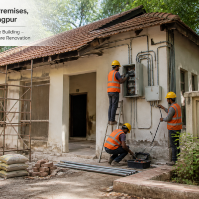 Renovation work on electrical infrastructure at Ravibhavan Cottage No. 2 in Nagpur government premises