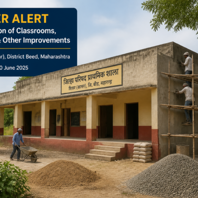 Government school building undergoing civil improvement works in Vanare, Maharashtra