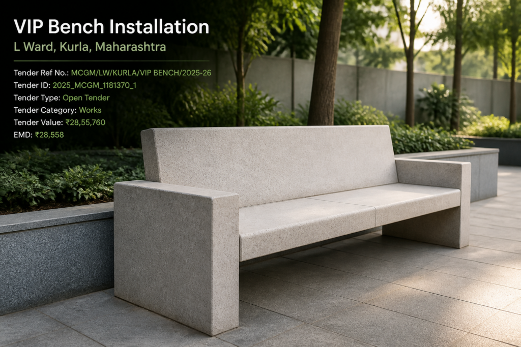 VIP bench installation civil works infrastructure in L Ward Kurla, Maharashtra