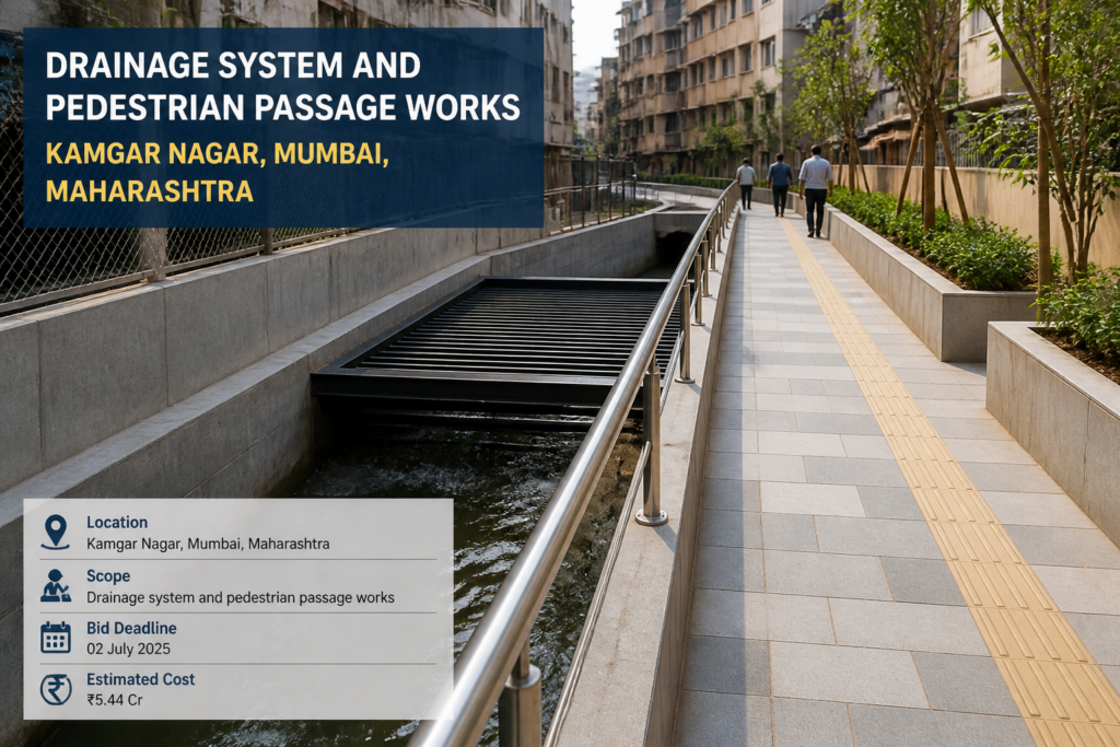 Urban drainage and passage improvement civil works project in Kamgar Nagar Mumbai by Maharashtra government