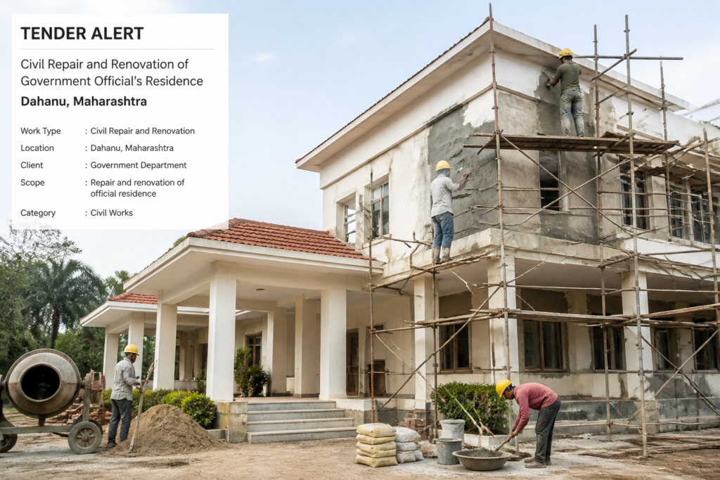 Government residence building under repair and renovation work in Dahanu, Maharashtra