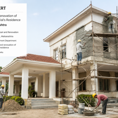 Government residence building under repair and renovation work in Dahanu, Maharashtra