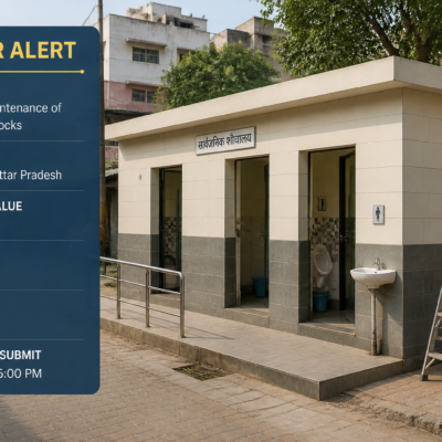 Public toilet block under maintenance representing repairs to toilet block Maharashtra tender