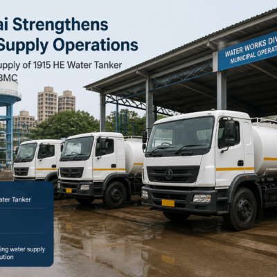 Ashok Leyland 1915 HE water tanker vehicles at Mumbai municipal garage highlighting water tanker spares tender