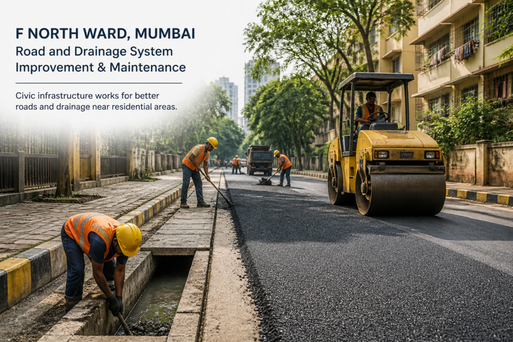 Urban drainage and passage improvement infrastructure near Bhartiya Kamla Nagar, Mumbai under government maintenance project