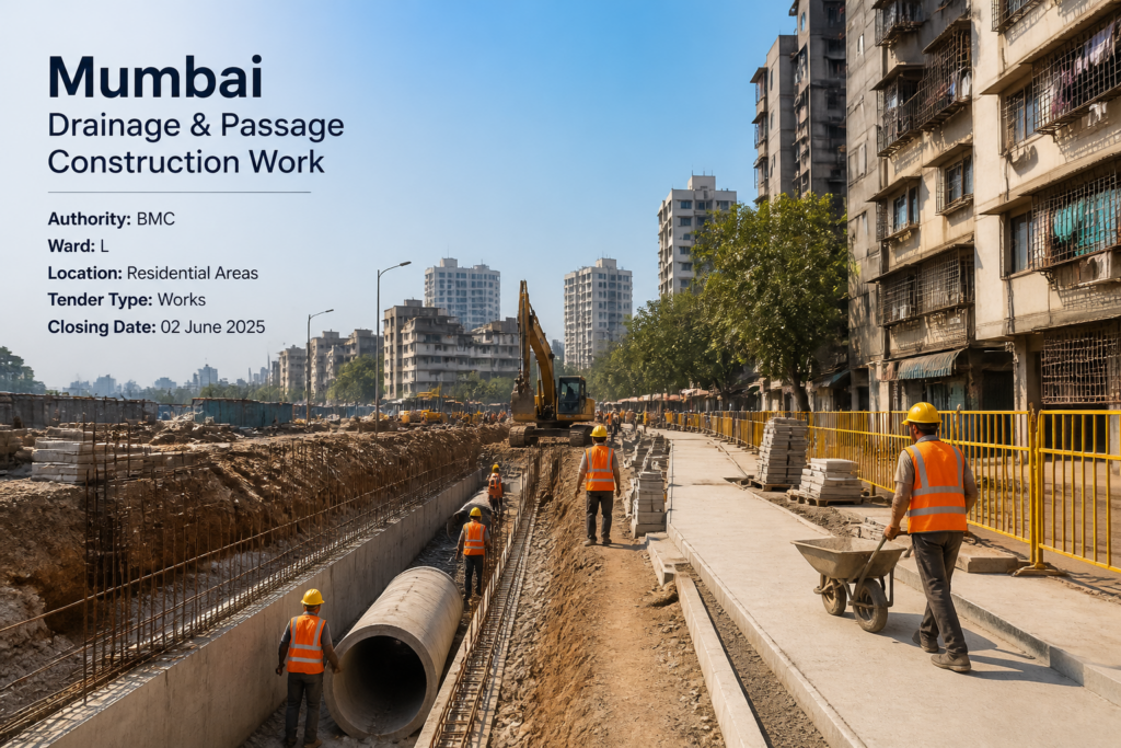 Urban drainage and passage improvement works in E Ward Mumbai municipal infrastructure