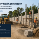 Construction site showing boundary wall and machinery for Digboi Solid Waste Management tender in Assam