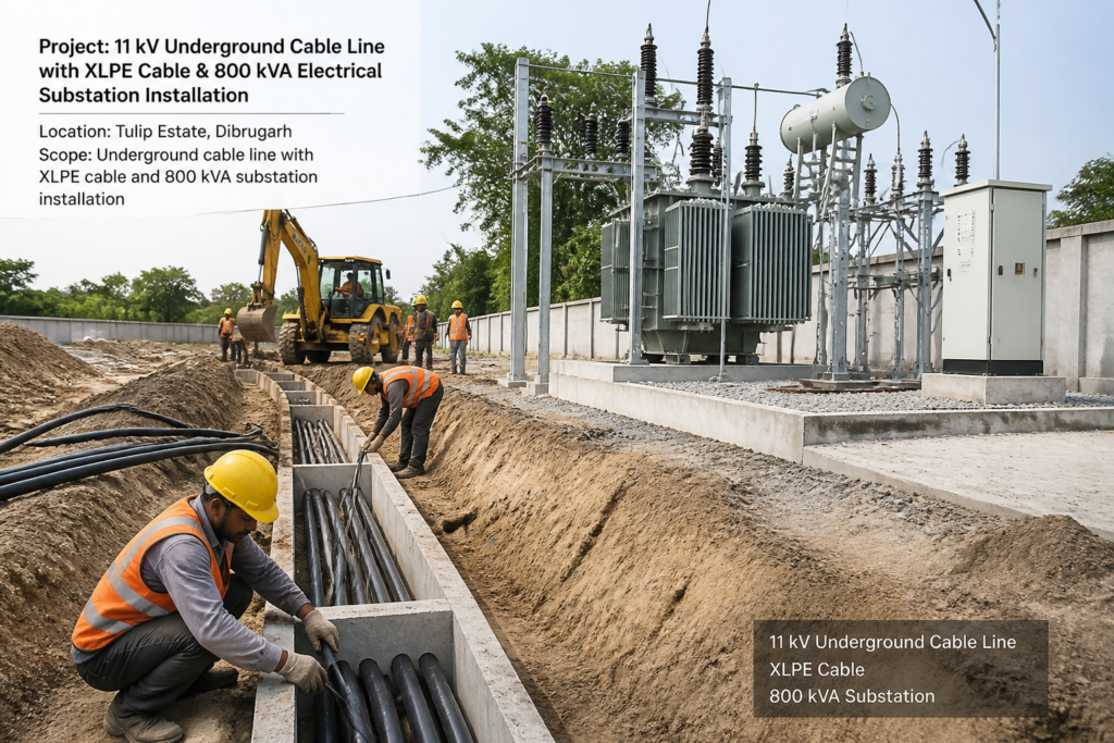 Construction of 11 kV underground spur line and 800 kVA substation at Tulip Estate, Assam