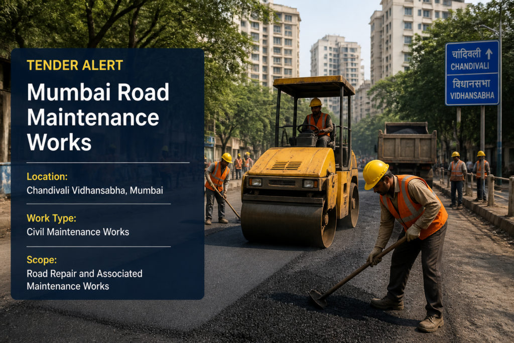 Road maintenance work underway in Chandivali Vidhansabha area of Mumbai focusing on municipal civil works