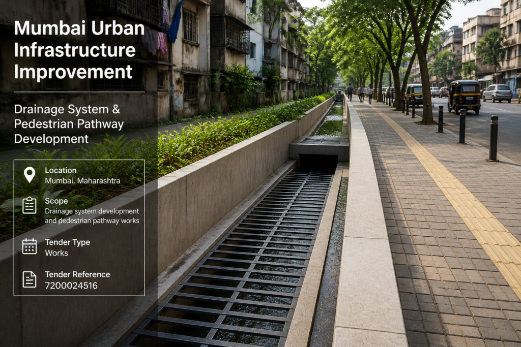 Urban drainage and pedestrian passageway improvement works in Govandi Mumbai representing the Government of Maharashtra civil infrastructure tender
