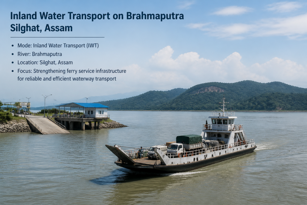 Inland Water Transport ferry operating on the Brahmaputra river near Silghat, Assam