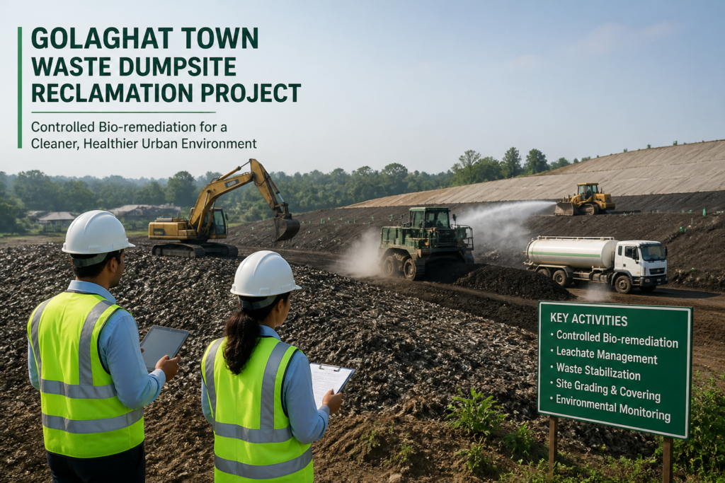Golaghat Town dumpsite undergoing bio-remediation and reclamation works under Government of Assam tender