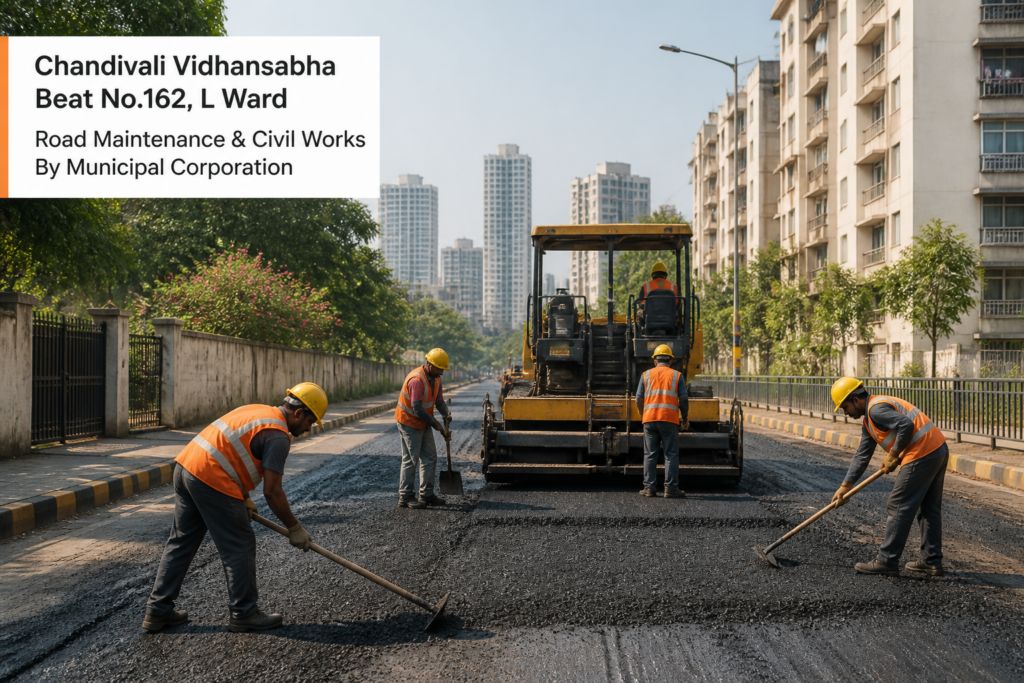Municipal road maintenance work in Chandivali Vidhansabha beat no.162, L Ward, Mumbai